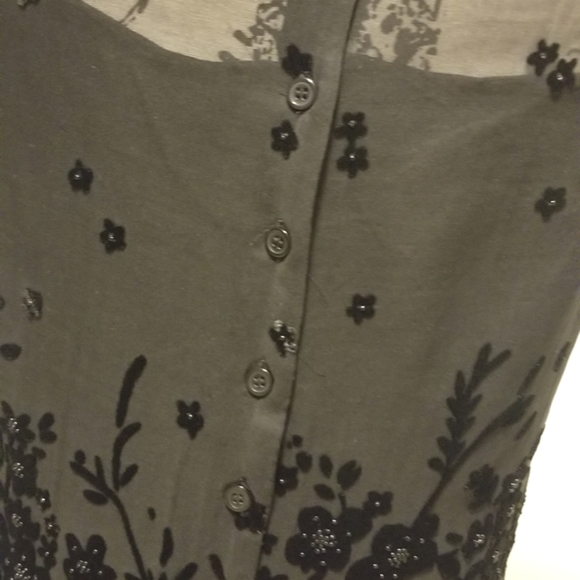 Black silk and velvet sleeveless top - Picture 7 of 10